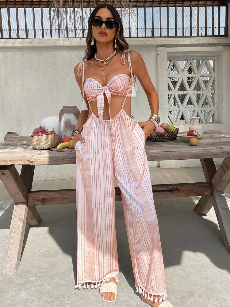Slaydiva 2025 Spring/Summer New Music Festival, St. Patrick's Day, Easter Casual Streetwear Style Letter Print Halter Tie Crop Top With Mesh Patchwork Mini Skirt Set