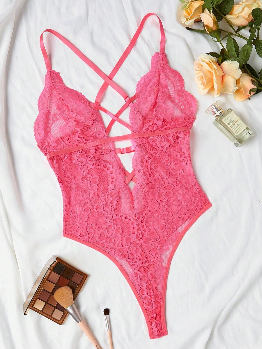 2pcs Lace Sexy Lingerie Set For Women, Suitable For Sleepwear And Loungewear