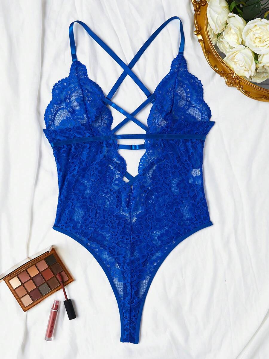 2pcs Lace Sexy Lingerie Set For Women, Suitable For Sleepwear And Loungewear
