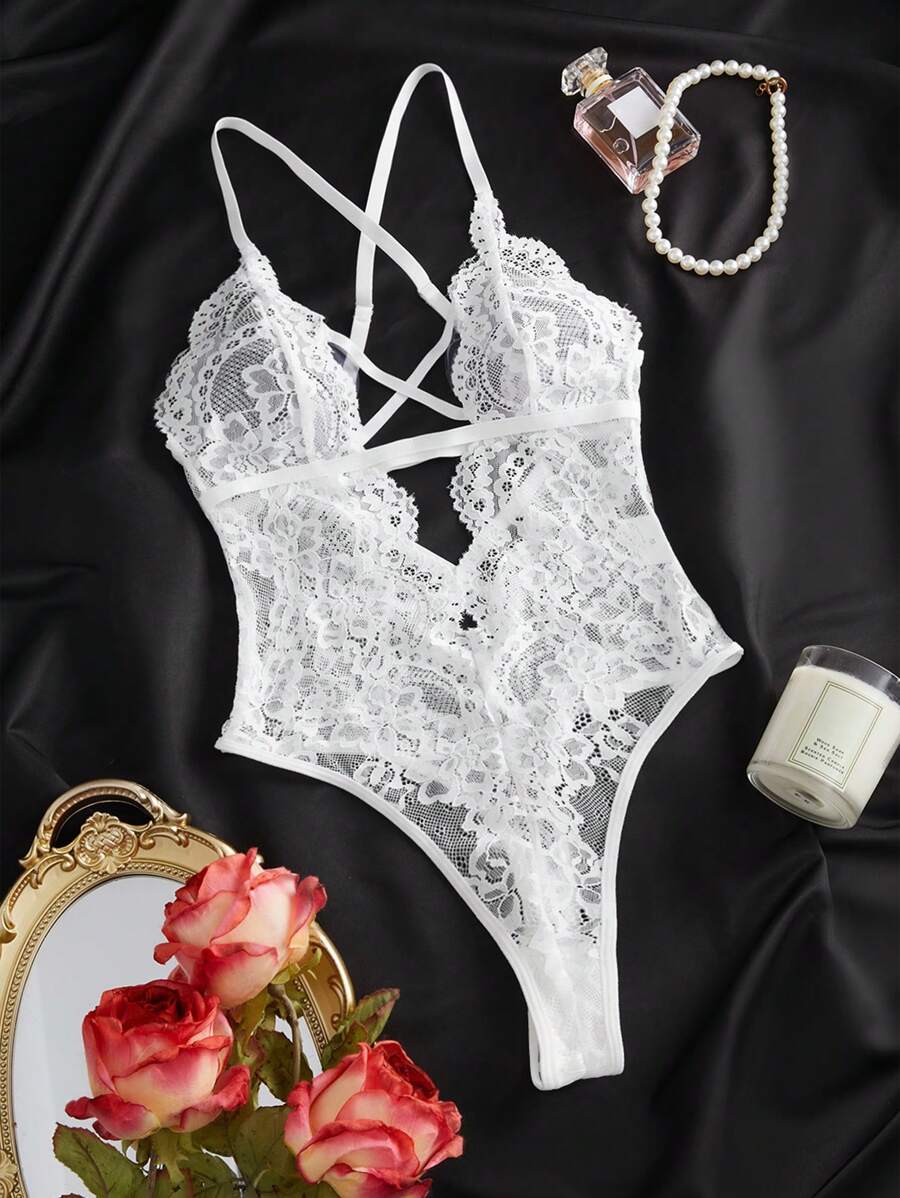 2pcs Lace Sexy Lingerie Set For Women, Suitable For Sleepwear And Loungewear