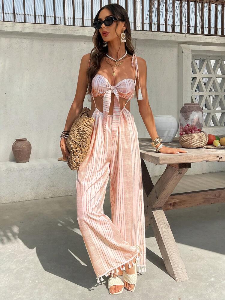 Slaydiva 2025 Spring/Summer New Music Festival, St. Patrick's Day, Easter Casual Streetwear Style Letter Print Halter Tie Crop Top With Mesh Patchwork Mini Skirt Set