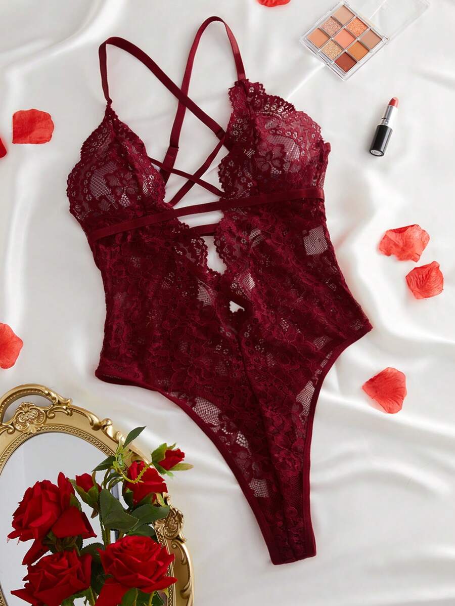 2pcs Lace Sexy Lingerie Set For Women, Suitable For Sleepwear And Loungewear