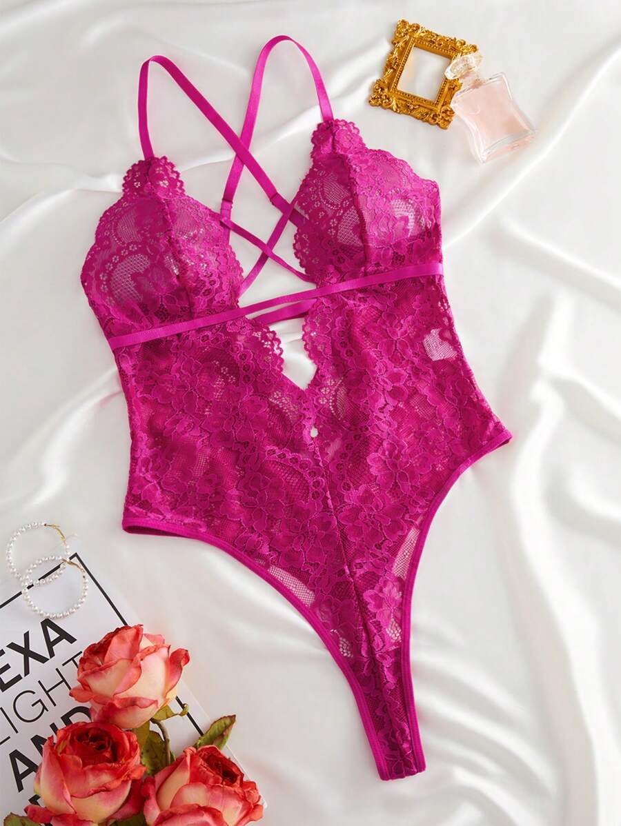 2pcs Lace Sexy Lingerie Set For Women, Suitable For Sleepwear And Loungewear