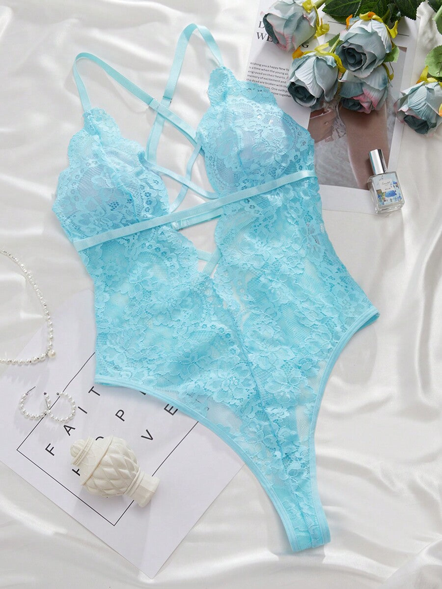 2pcs Lace Sexy Lingerie Set For Women, Suitable For Sleepwear And Loungewear