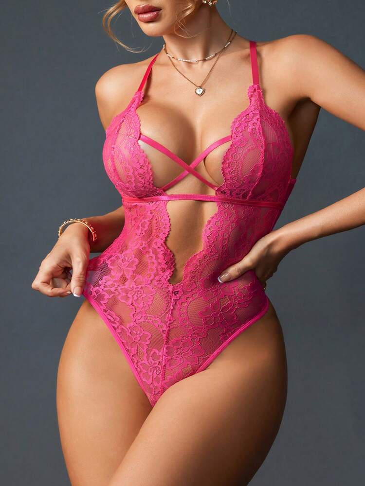 2pcs Lace Sexy Lingerie Set For Women, Suitable For Sleepwear And Loungewear